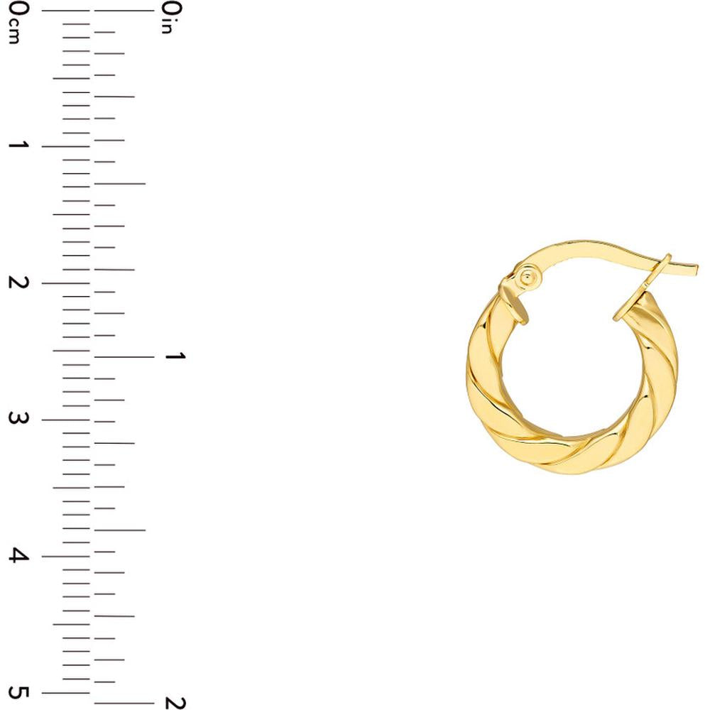 Olas d'Oro - 14K Yellow Gold 10mm Twist Square Tube Hoop Earrings