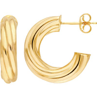 Olas d'Oro - 14K Yellow Gold 10mm Twisted Open Hoop Earrings