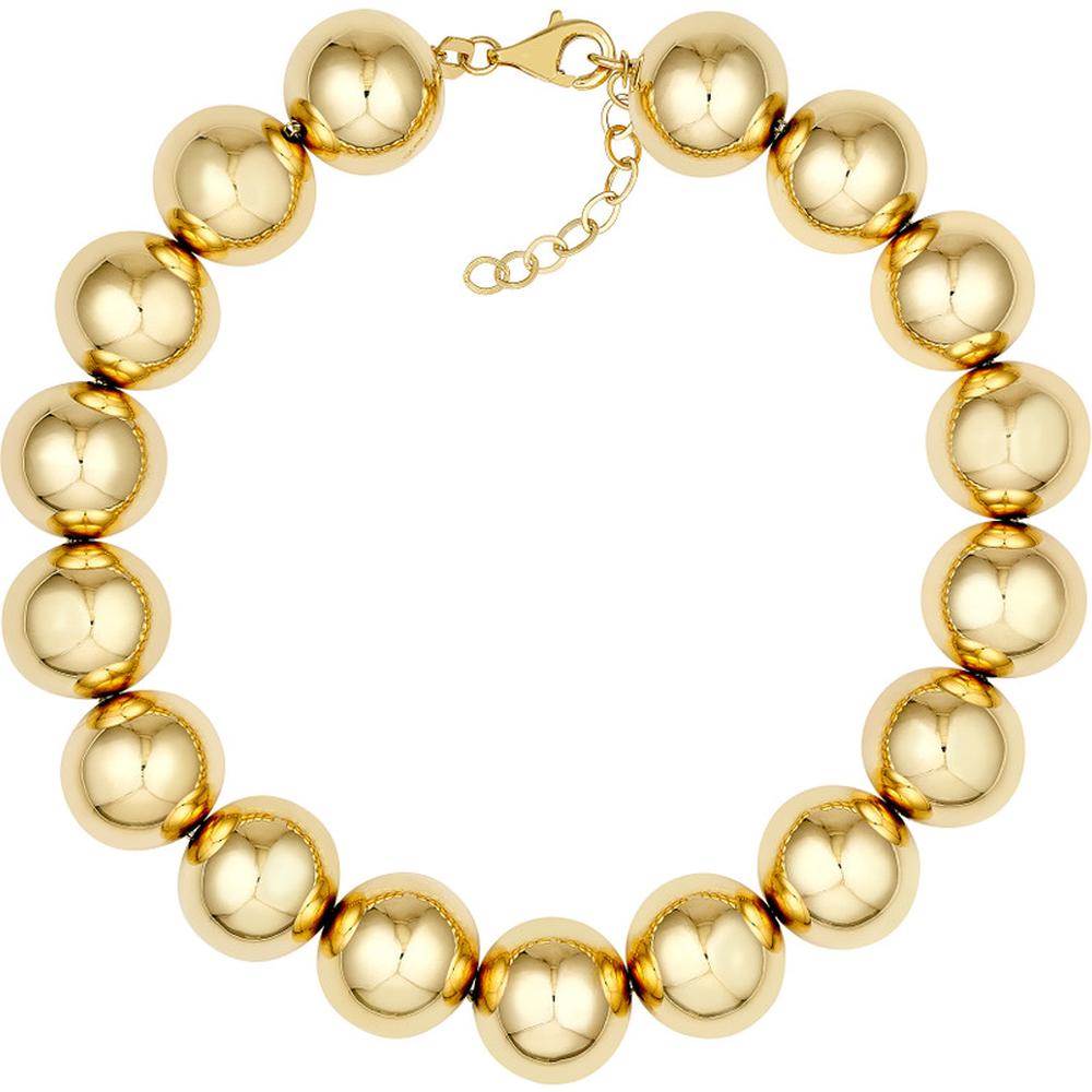 Olas d'Oro - 14K Yellow Gold 12mm Beaded Bracelet with Lobster Clasp - 14.60 Grams
