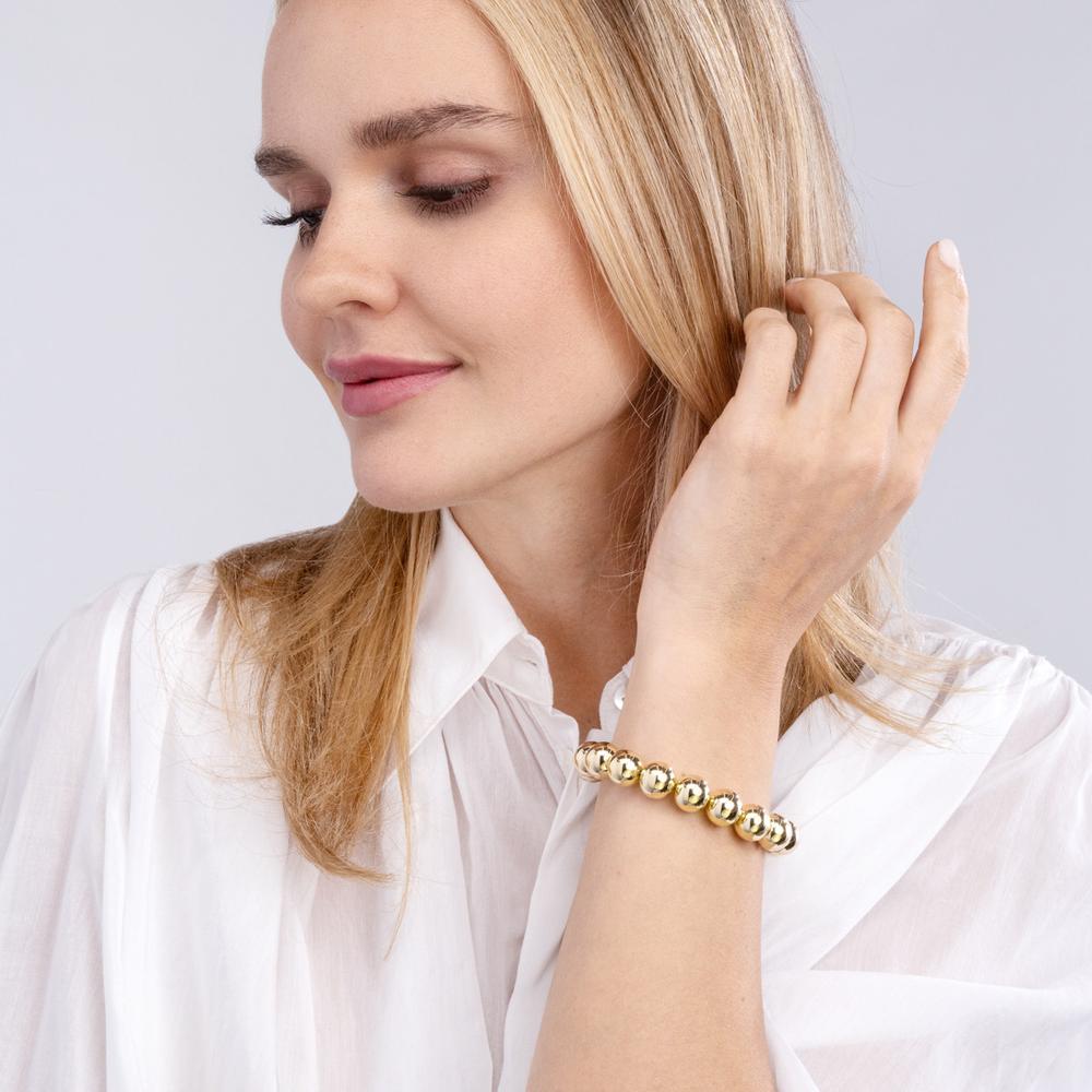 Olas d'Oro - 14K Yellow Gold 12mm Beaded Bracelet with Lobster Clasp - 14.60 Grams