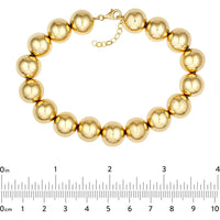 Olas d'Oro - 14K Yellow Gold 12mm Beaded Bracelet with Lobster Clasp - 14.60 Grams