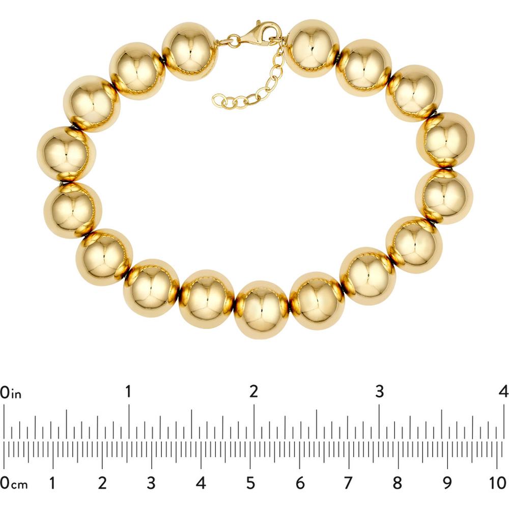 Olas d'Oro - 14K Yellow Gold 12mm Beaded Bracelet with Lobster Clasp - 14.60 Grams