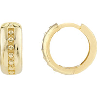 Olas d'Oro - 14K Yellow Gold 13x5.5mm Beaded Huggie Earrings with Hinged Closure
