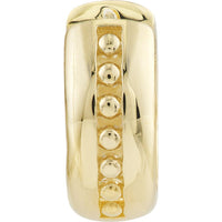 Olas d'Oro - 14K Yellow Gold 13x5.5mm Beaded Huggie Earrings with Hinged Closure
