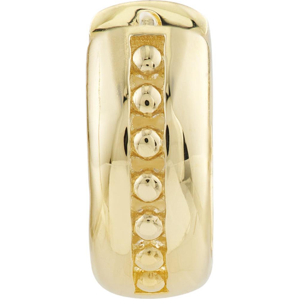Olas d'Oro - 14K Yellow Gold 13x5.5mm Beaded Huggie Earrings with Hinged Closure