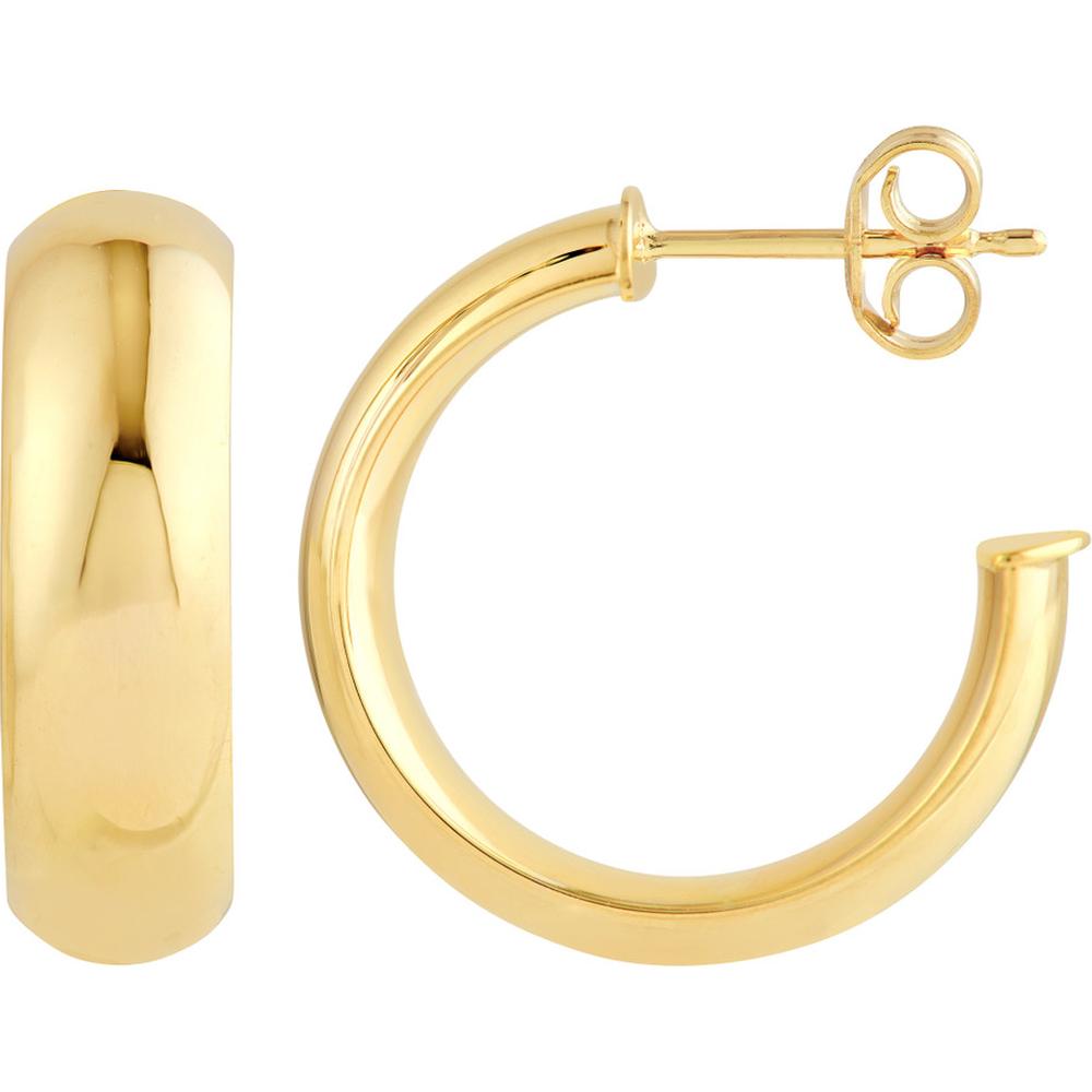 Olas d'Oro - 14K Yellow Gold 15mm D-Tube Round Hoop Earrings - 2.40 Grams Total Weight