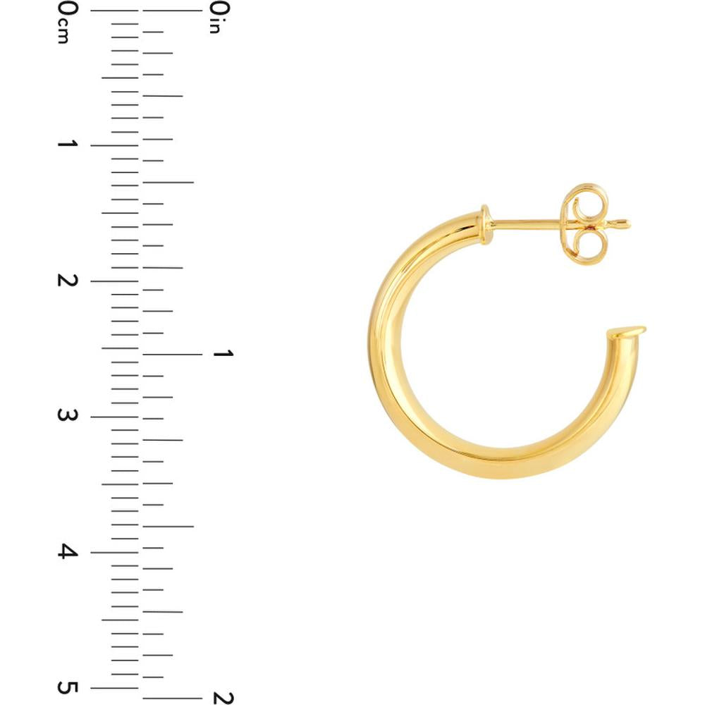 Olas d'Oro - 14K Yellow Gold 15mm D-Tube Round Hoop Earrings - 2.40 Grams Total Weight