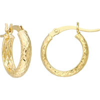 Olas d'Oro - 14K Yellow Gold 15mm Diamond-Cut Hoop Earrings 1.00 Grams