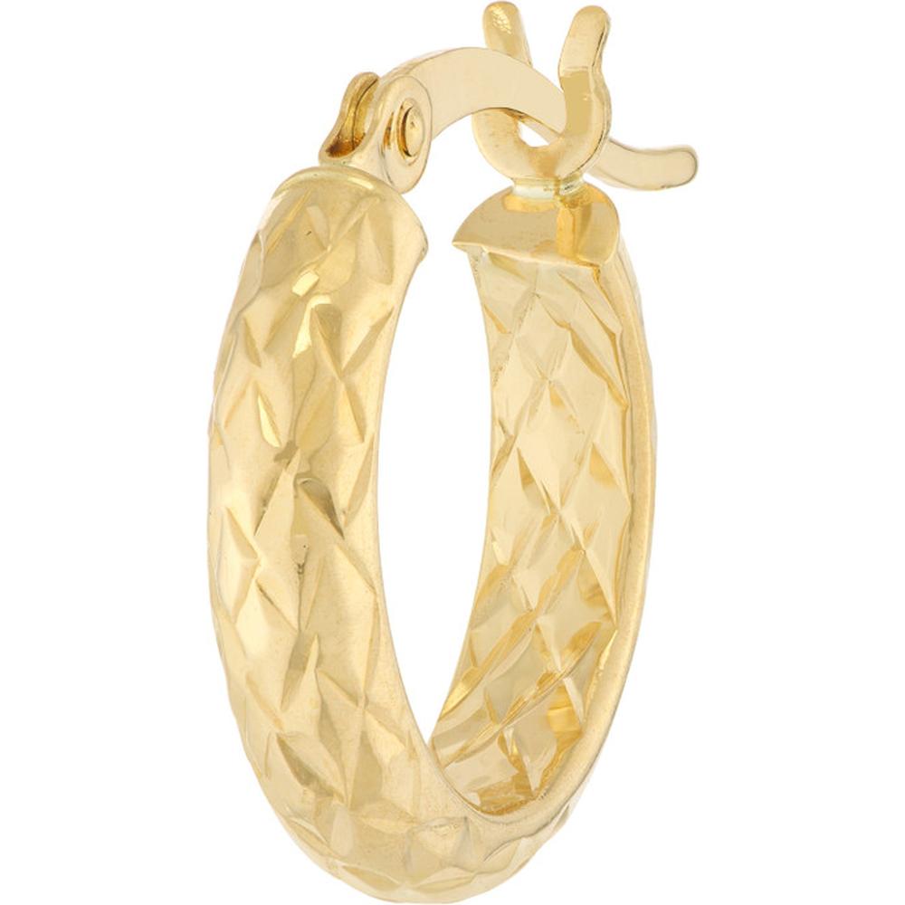 Olas d'Oro - 14K Yellow Gold 15mm Diamond-Cut Hoop Earrings 1.00 Grams