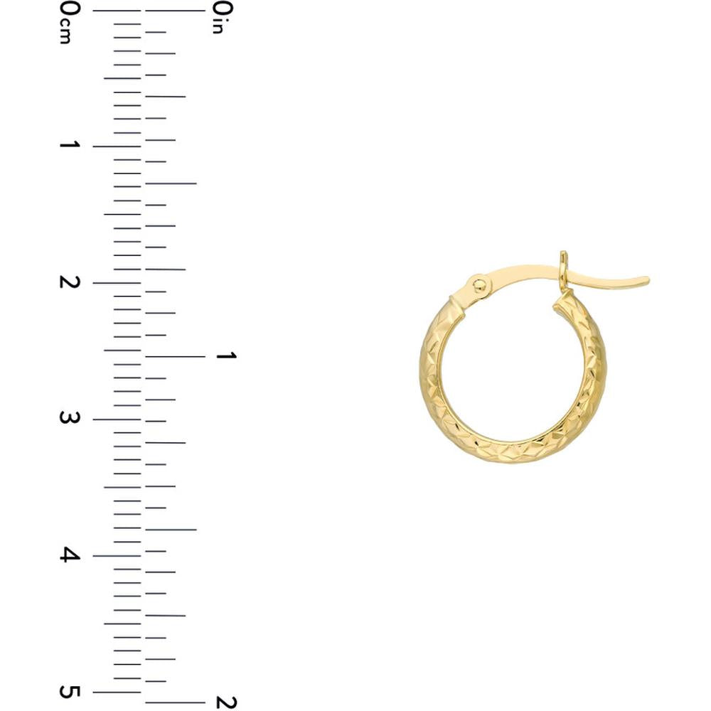 Olas d'Oro - 14K Yellow Gold 15mm Diamond-Cut Hoop Earrings 1.00 Grams