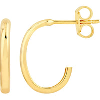 Olas d'Oro - 14K Yellow Gold 15mm Large J Hoop Earrings - Lightweight Luxury Design