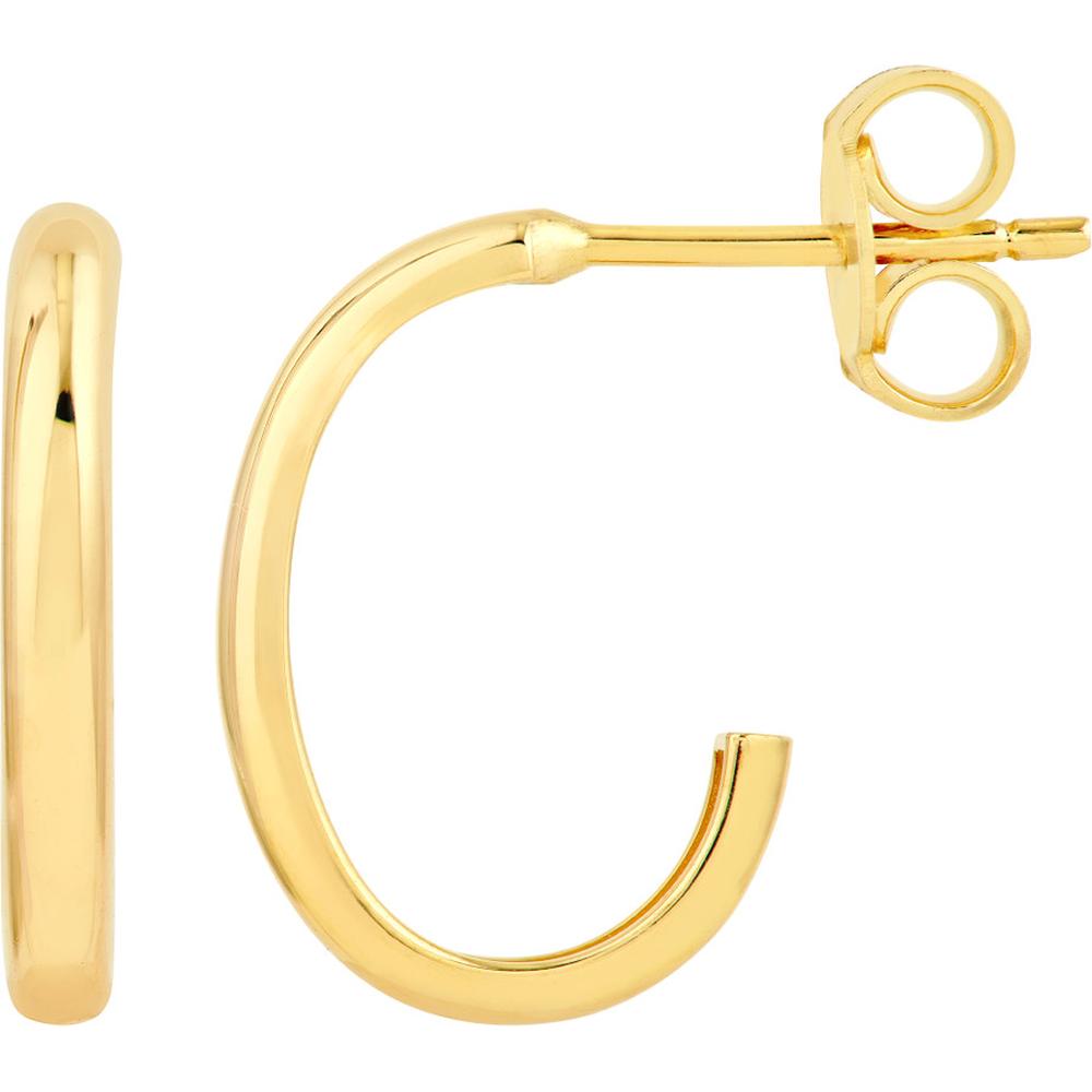 Olas d'Oro - 14K Yellow Gold 15mm Large J Hoop Earrings - Lightweight Luxury Design
