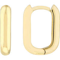 Olas d'Oro - 14K Yellow Gold 15mm Oblong Polished Mini Hoops - Luxury Hoop Earrings