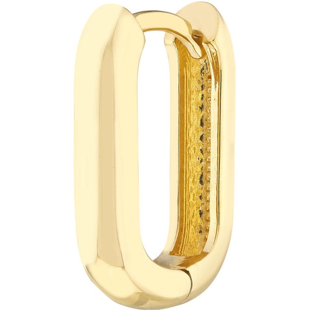 Olas d'Oro - 14K Yellow Gold 15mm Oblong Polished Mini Hoops - Luxury Hoop Earrings