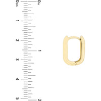 Olas d'Oro - 14K Yellow Gold 15mm Oblong Polished Mini Hoops - Luxury Hoop Earrings