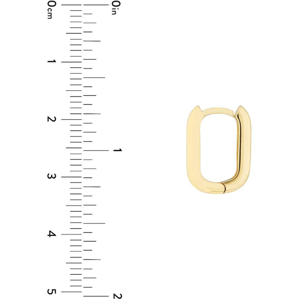 Olas d'Oro - 14K Yellow Gold 15mm Oblong Polished Mini Hoops - Luxury Hoop Earrings
