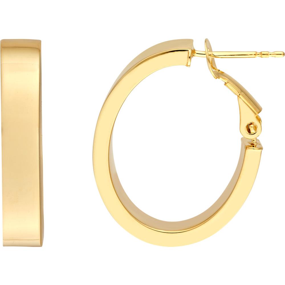 Olas d'Oro - 14K Yellow Gold 15mm Rectangle Tube Oval Hoop Earrings - 2.75 Grams
