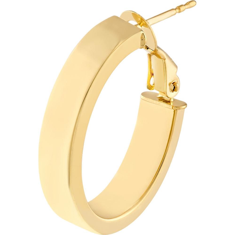 Olas d'Oro - 14K Yellow Gold 15mm Rectangle Tube Oval Hoop Earrings - 2.75 Grams