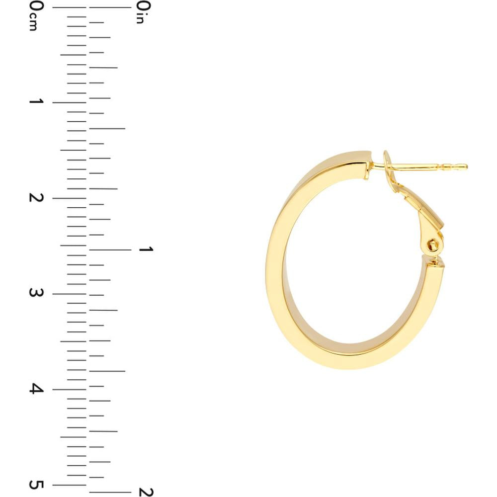 Olas d'Oro - 14K Yellow Gold 15mm Rectangle Tube Oval Hoop Earrings - 2.75 Grams