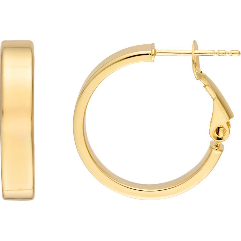 Olas d'Oro - 14K Yellow Gold 15mm Rectangle Tube Round Hoop Earrings - 1.75 Grams Total Weight