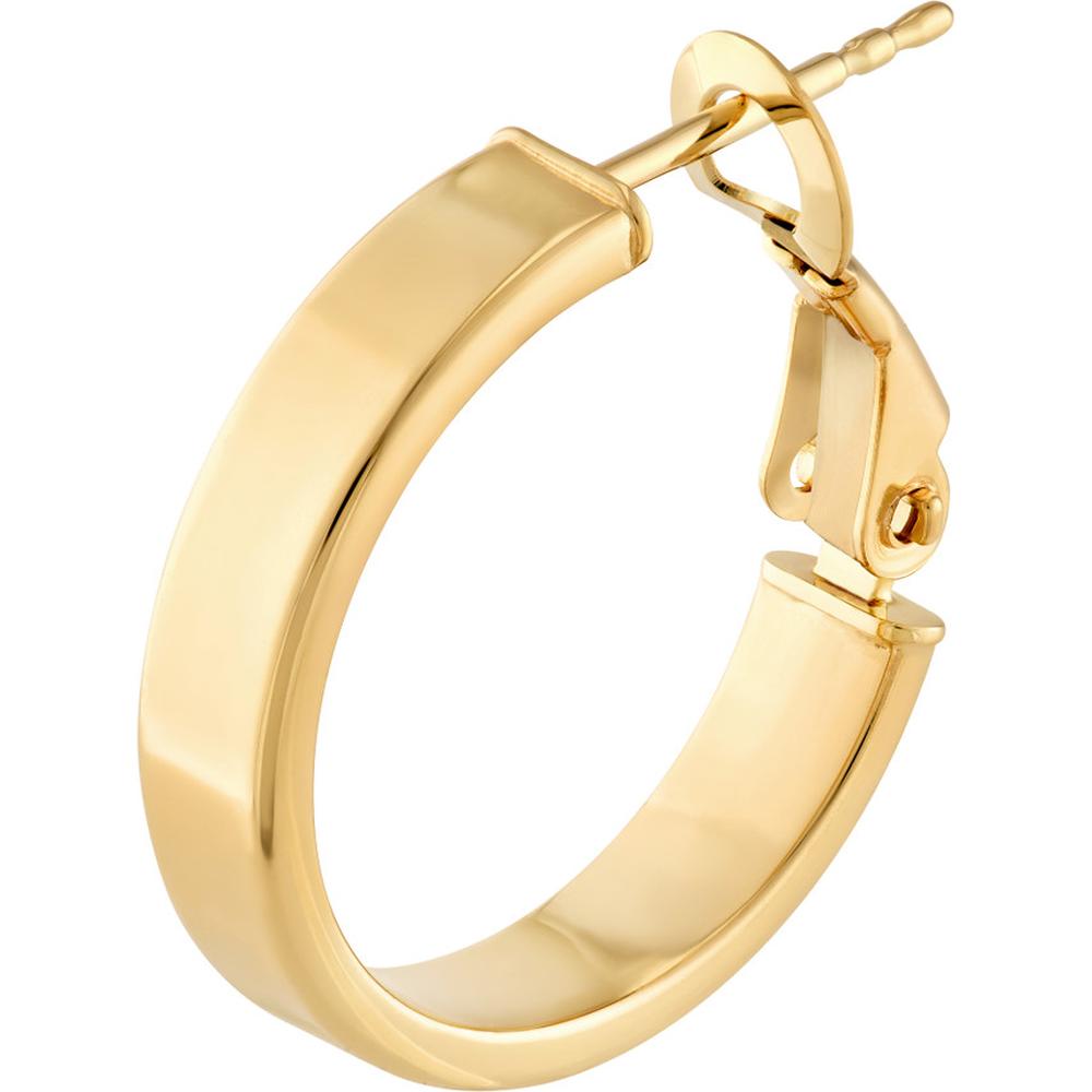 Olas d'Oro - 14K Yellow Gold 15mm Rectangle Tube Round Hoop Earrings - 1.75 Grams Total Weight