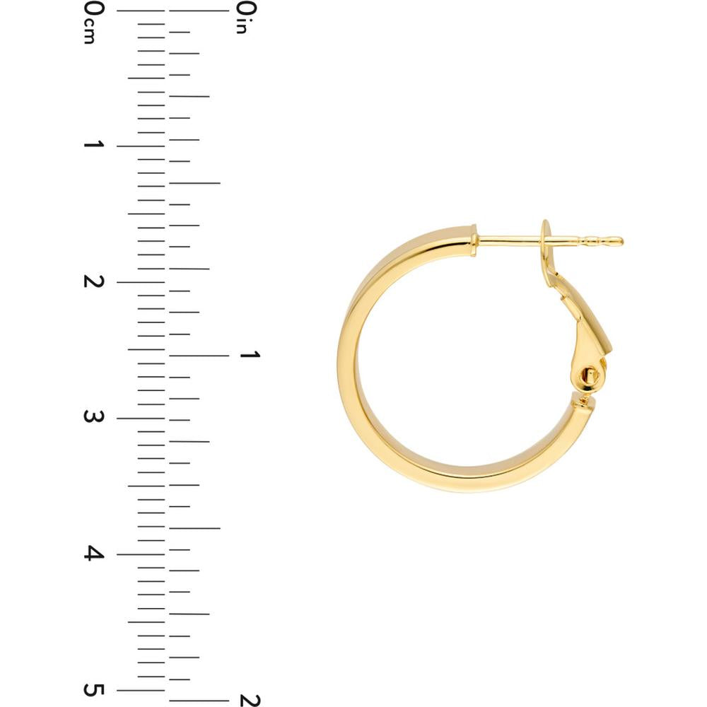 Olas d'Oro - 14K Yellow Gold 15mm Rectangle Tube Round Hoop Earrings - 1.75 Grams Total Weight