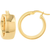 Olas d'Oro - 14K Yellow Gold 15mm Round Polished Hoop Earrings - 3.10 Grams Total Weight