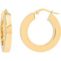 Olas d'Oro - 14K Yellow Gold 15mm Round Square Tube Hoop Earrings with Hinge Closure