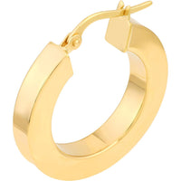 Olas d'Oro - 14K Yellow Gold 15mm Round Square Tube Hoop Earrings with Hinge Closure
