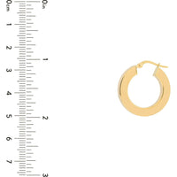 Olas d'Oro - 14K Yellow Gold 15mm Round Square Tube Hoop Earrings with Hinge Closure