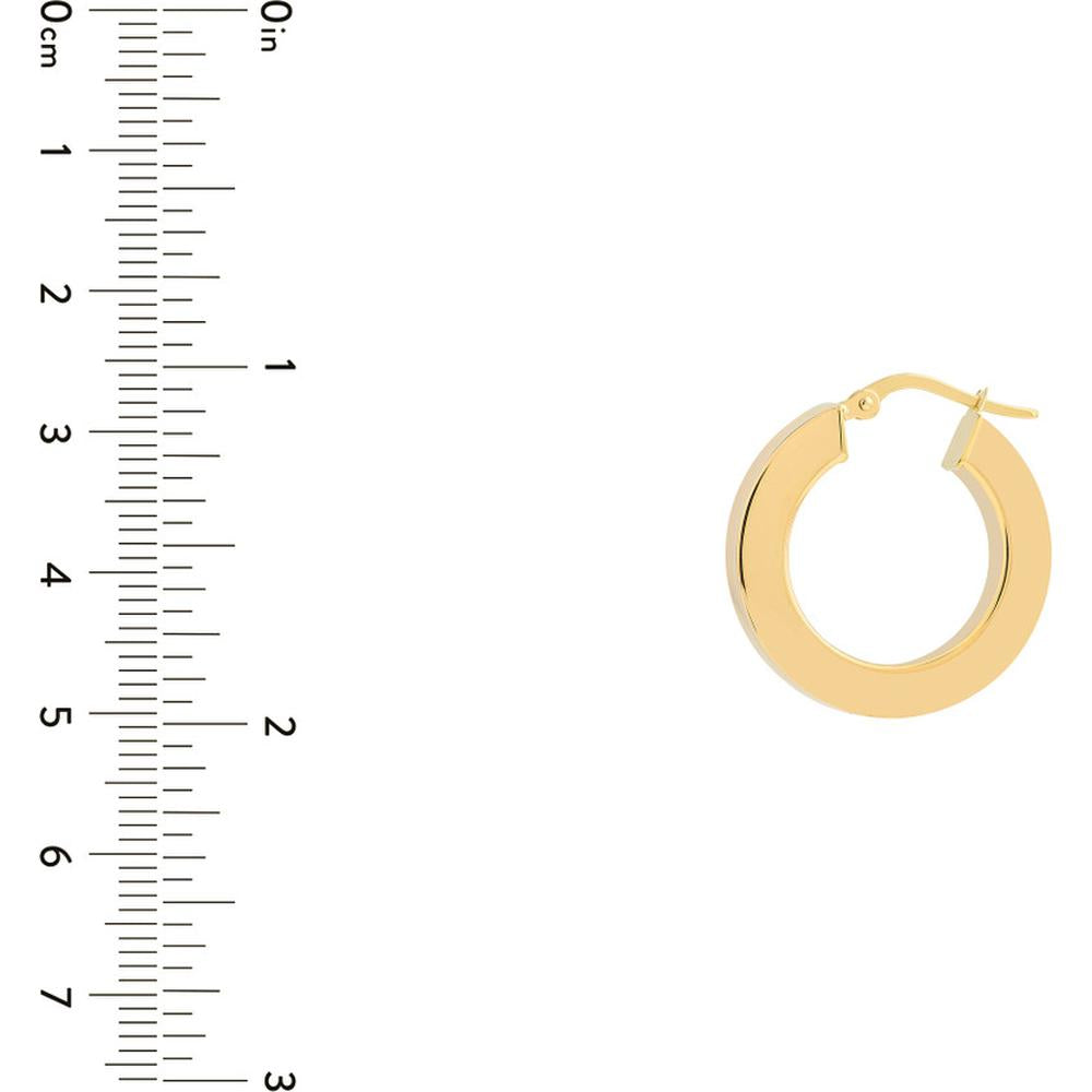 Olas d'Oro - 14K Yellow Gold 15mm Round Square Tube Hoop Earrings with Hinge Closure