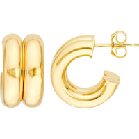 Olas d'Oro - 14K Yellow Gold 15mm Small Double Open Hoop Earrings