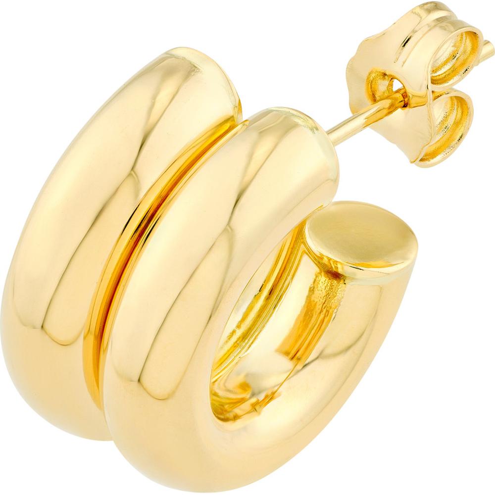 Olas d'Oro - 14K Yellow Gold 15mm Small Double Open Hoop Earrings