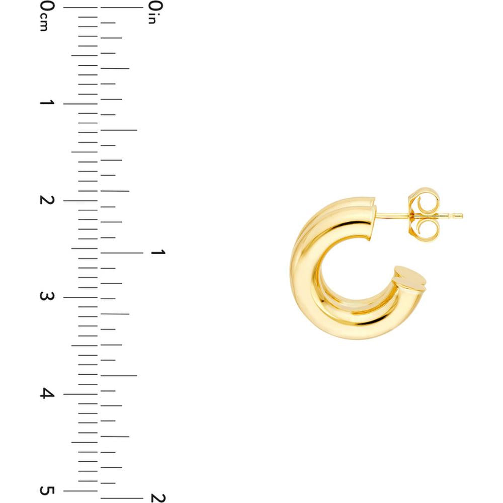 Olas d'Oro - 14K Yellow Gold 15mm Small Double Open Hoop Earrings