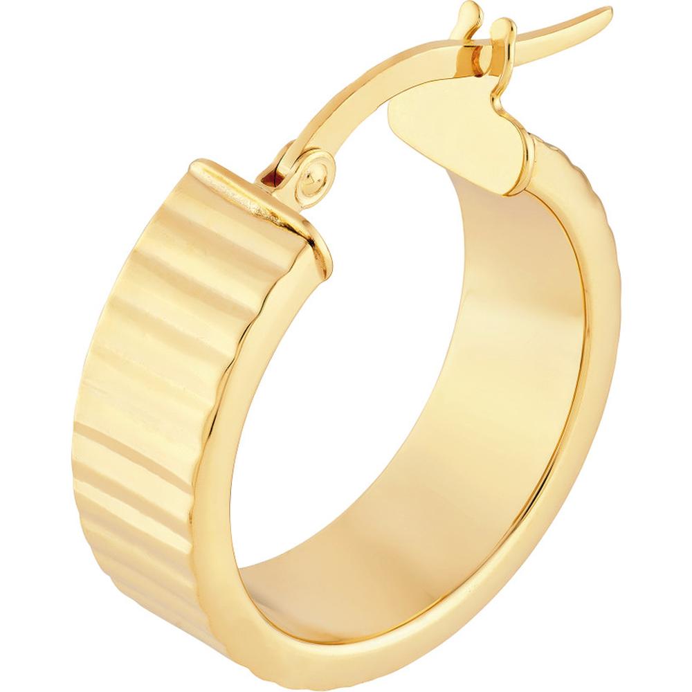 Olas d'Oro - 14K Yellow Gold 15mm Textured Line Round Hoop Earrings 2.40 Grams Total Weight
