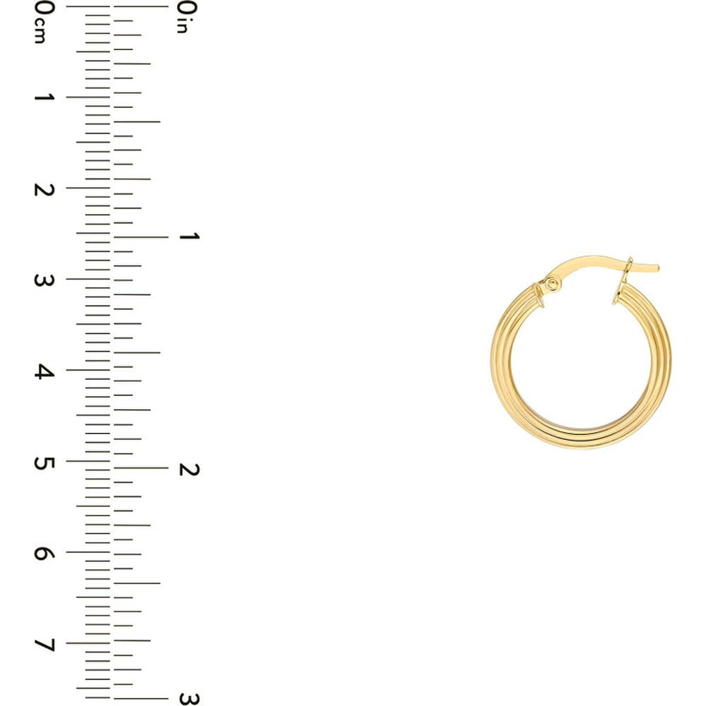 Olas d'Oro - 14K Yellow Gold 15mm Triangle Tube Hammered Round Hoop Earrings