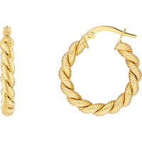Olas d'Oro - 14K Yellow Gold 15mm Twisted Rope Hoop Earrings - 2.30 Grams