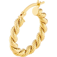 Olas d'Oro - 14K Yellow Gold 15mm Twisted Rope Hoop Earrings - 2.30 Grams