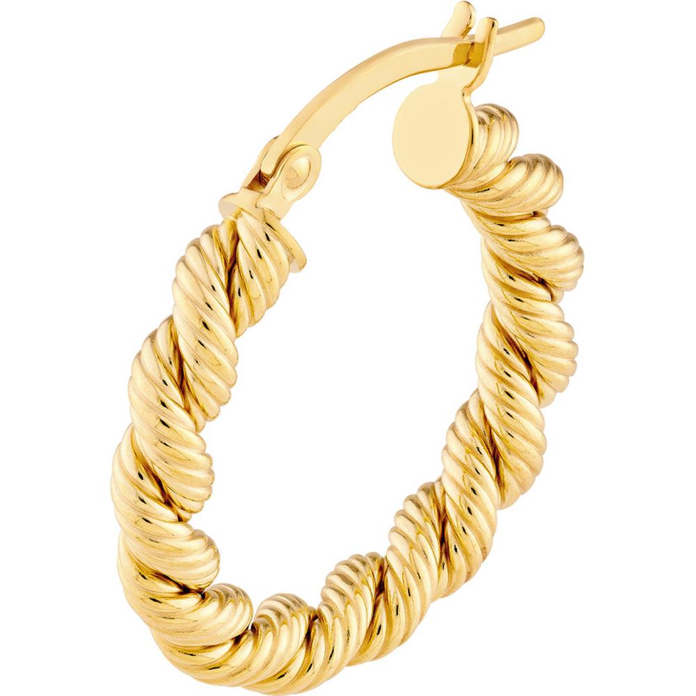 Olas d'Oro - 14K Yellow Gold 15mm Twisted Rope Hoop Earrings - 2.30 Grams