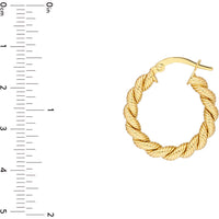 Olas d'Oro - 14K Yellow Gold 15mm Twisted Rope Hoop Earrings - 2.30 Grams