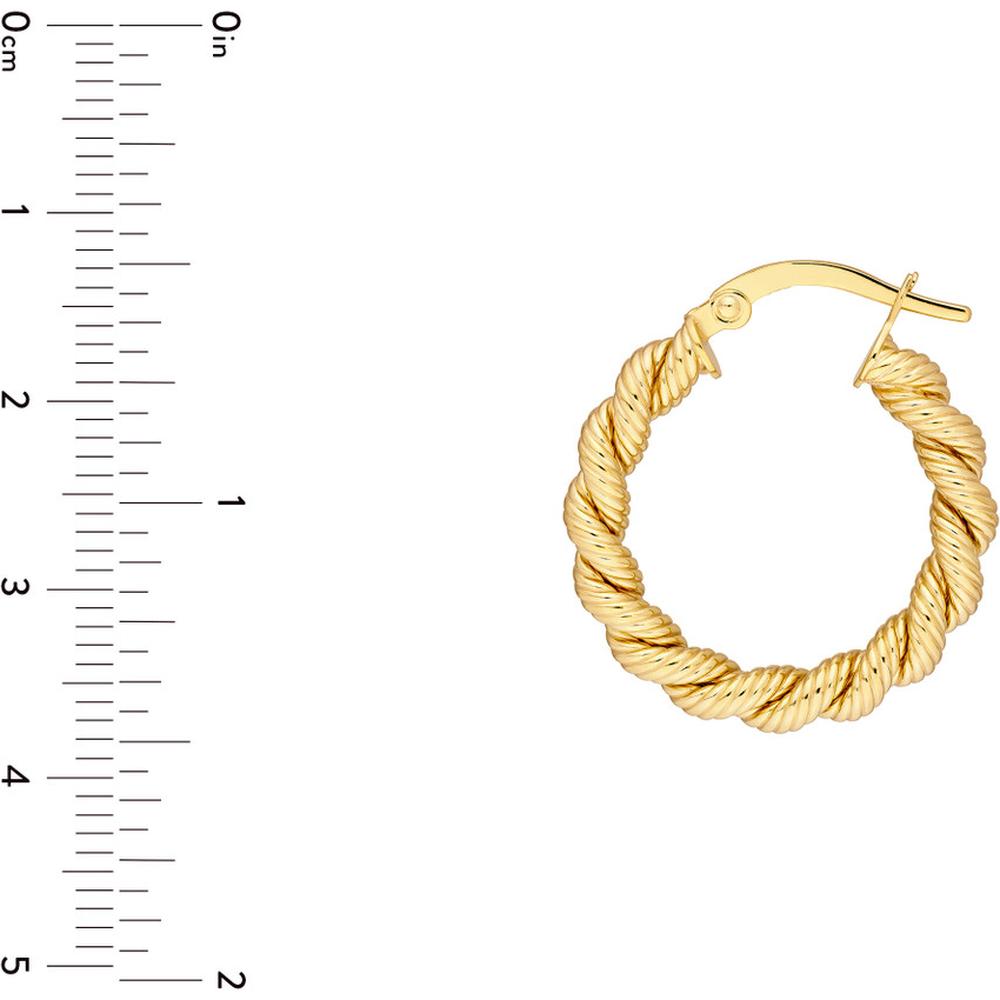 Olas d'Oro - 14K Yellow Gold 15mm Twisted Rope Hoop Earrings - 2.30 Grams