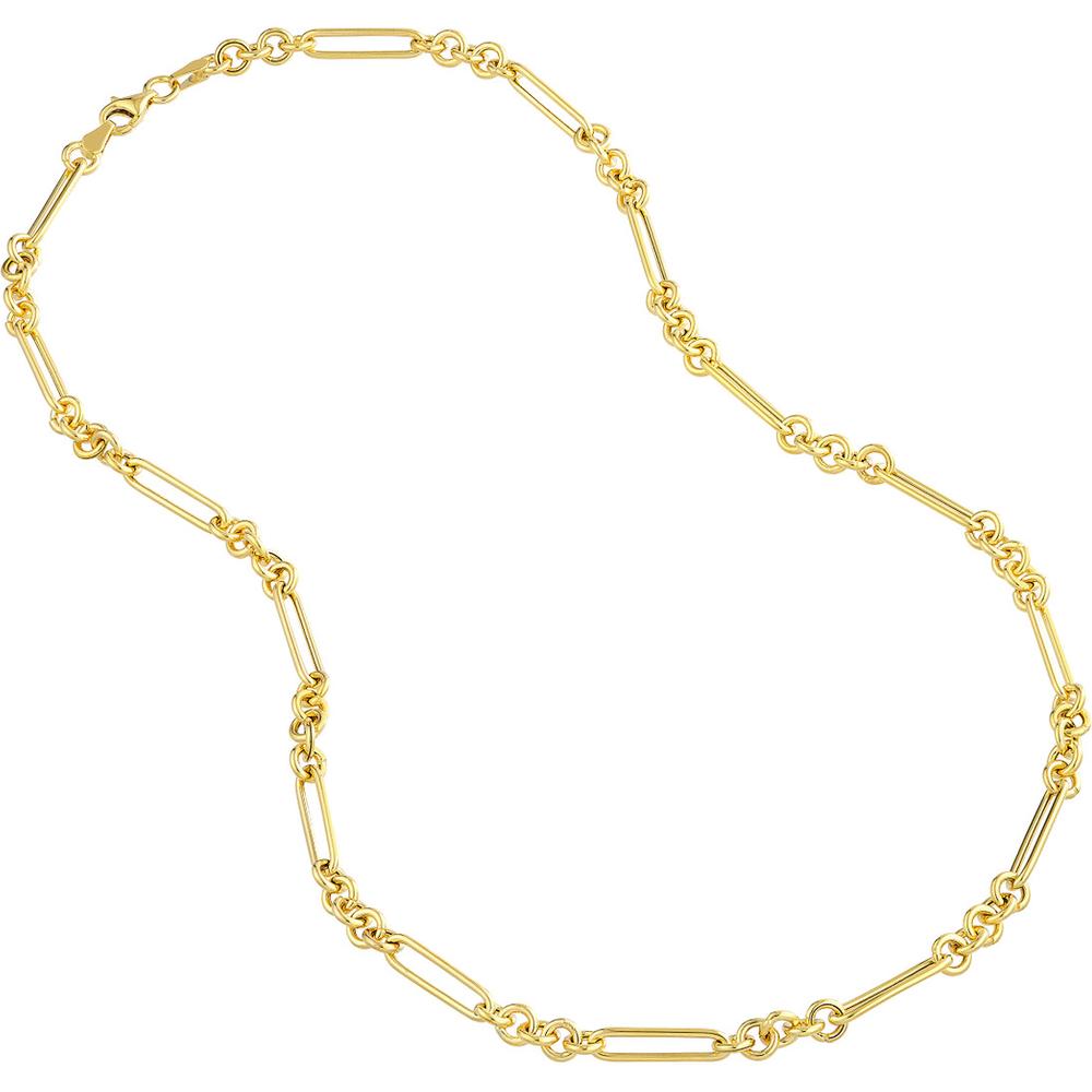 Olas d'Oro - 14K Yellow Gold 16" 5+1 Paper Clip Chain Necklace with Pear Lock