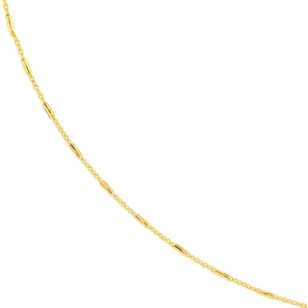 Olas d'Oro - 14K Yellow Gold 16" Barrel Saturn Cable Chain Necklace with Spring Ring Clasp 0.9mm Width