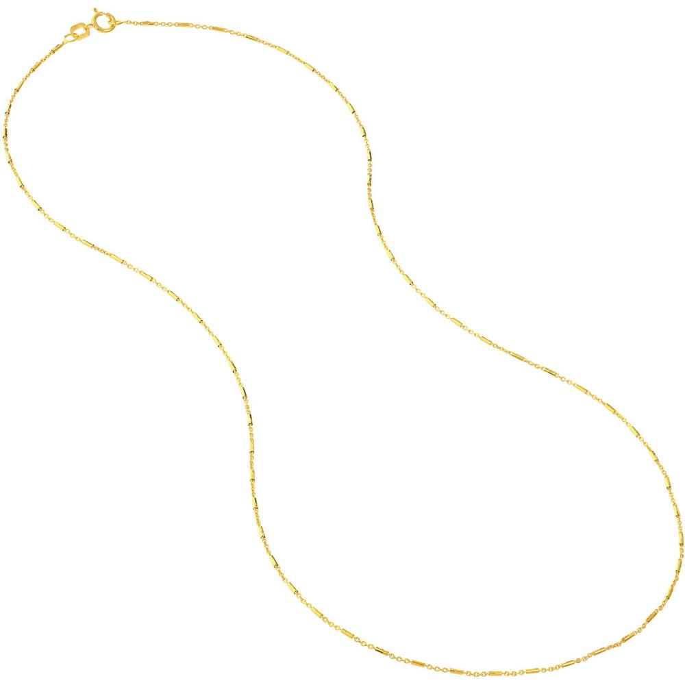 Olas d'Oro - 14K Yellow Gold 16" Barrel Saturn Cable Chain Necklace with Spring Ring Clasp 0.9mm Width