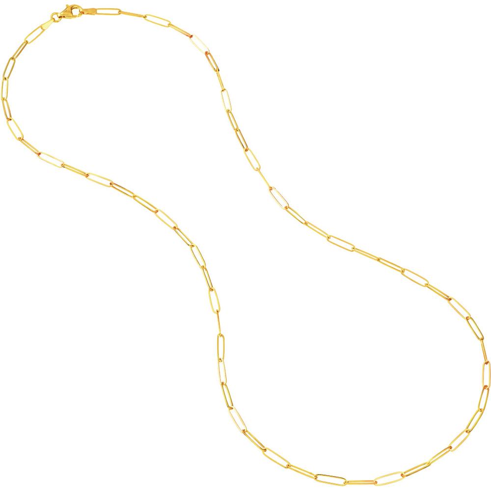 Olas d'Oro - 14K Yellow Gold 16" Designer Long Link Chain Necklace - 2.6mm Width