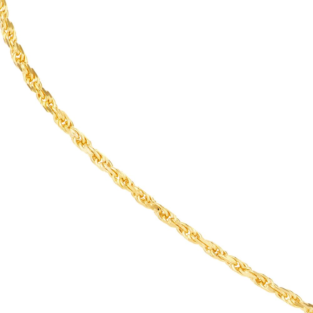 Olas d'Oro - 14K Yellow Gold 16" Diamond-Cut Rope Chain Necklace with Lobster Clasp - 1.05mm Width