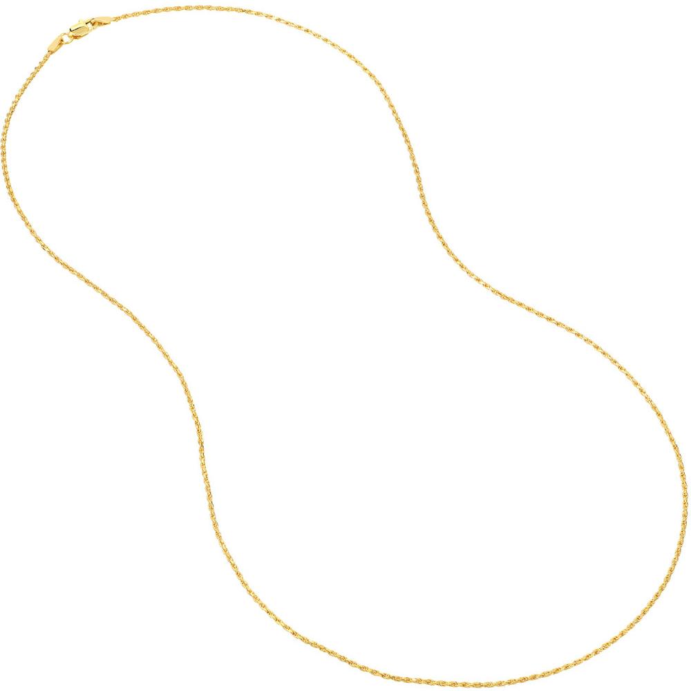Olas d'Oro - 14K Yellow Gold 16" Diamond-Cut Rope Chain Necklace with Lobster Clasp - 1.05mm Width