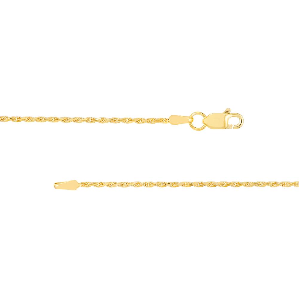 Olas d'Oro - 14K Yellow Gold 16" Diamond-Cut Rope Chain Necklace with Lobster Clasp - 1.05mm Width
