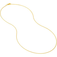 Olas d'Oro - 14K Yellow Gold 16" Diamond-Cut Round Forzentina Chain Necklace - 0.80mm Width