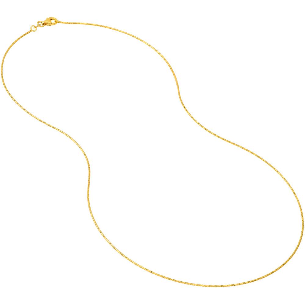 Olas d'Oro - 14K Yellow Gold 16" Diamond-Cut Round Forzentina Chain Necklace - 0.80mm Width